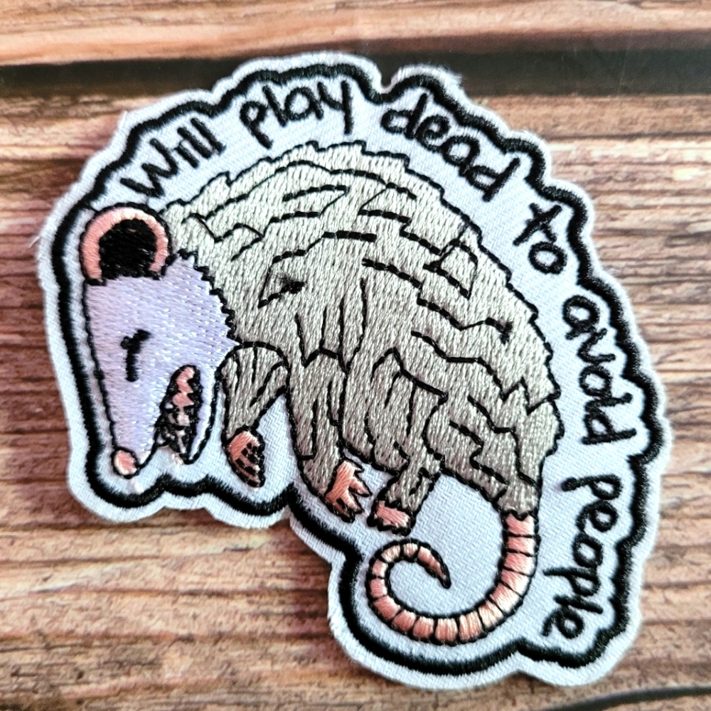 Will Play Dead To Avoid People Opossum Funny Goth Punk Iron on Patch